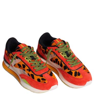 HOFF WOMENS LACE TRAINER - ORANGE ANIMAL PRINT
